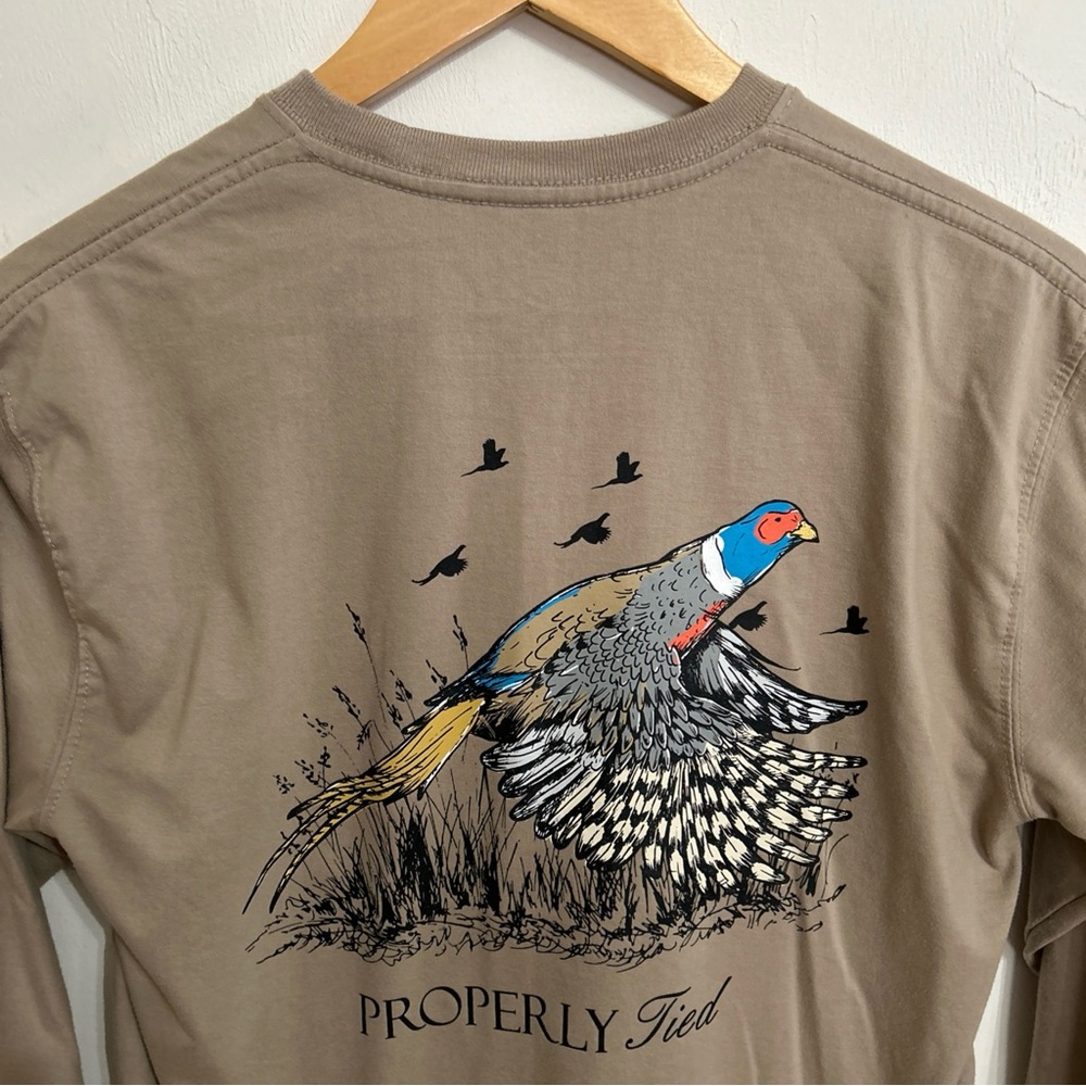 Youth Boys Long Sleeve Graphic Shirt Properly Tied - Tan Small - Picture 2 of 4